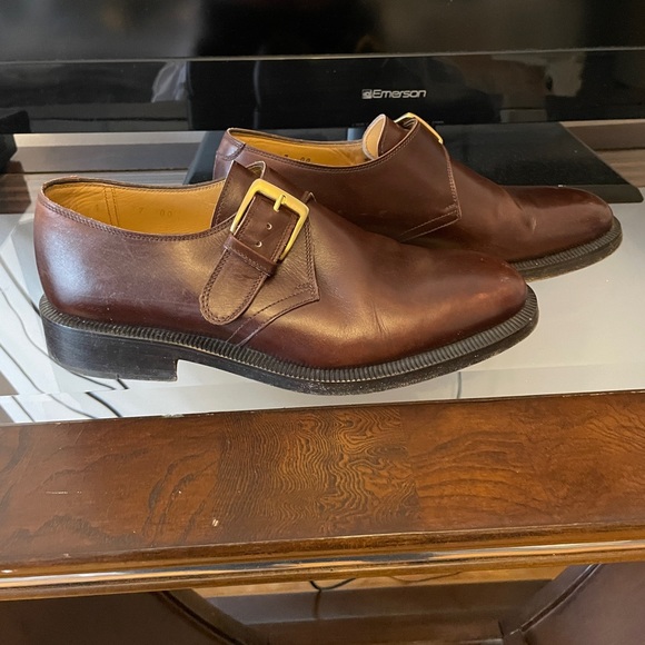 Men’s size 7, made in Italy,full leather brown slip on’s gold buckle - Picture 3 of 5